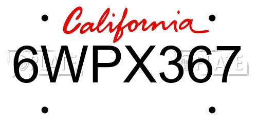 6WPX367 California License Plate