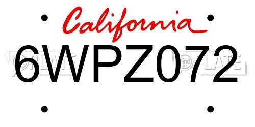 6WPZ072 California License Plate