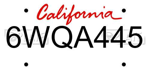 6WQA445 California License Plate