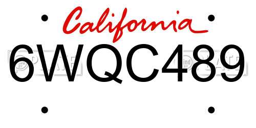 6WQC489 California License Plate