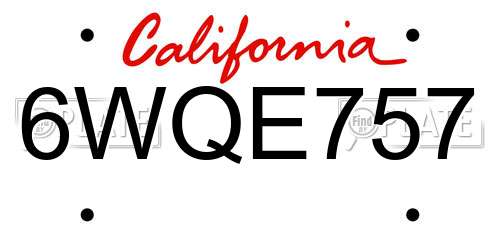 6WQE757 California License Plate