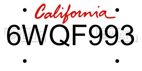 6WQF993 California License Plate