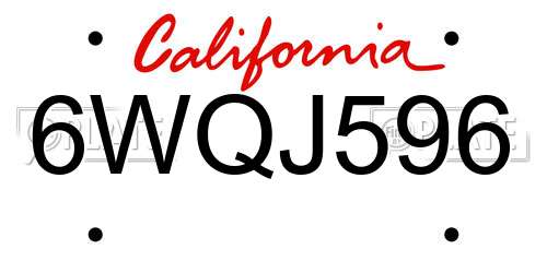 6WQJ596 California License Plate