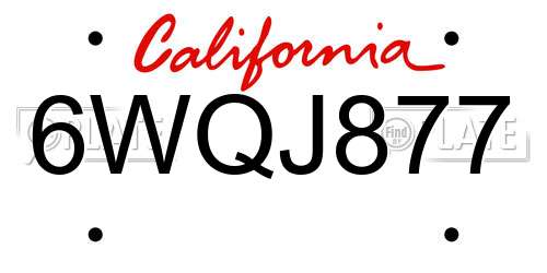 6WQJ877 California License Plate