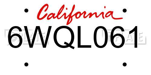 6WQL061 California License Plate