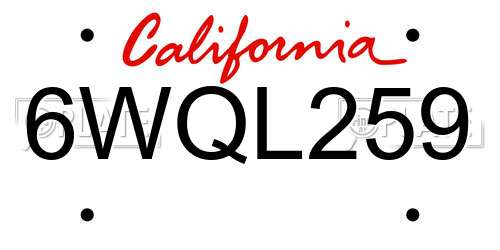 6WQL259 California License Plate