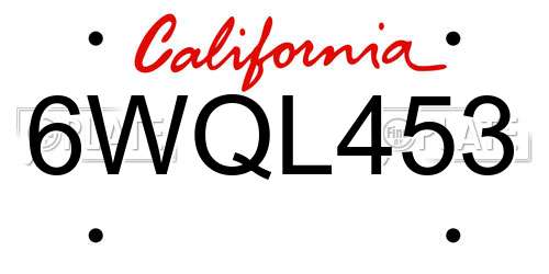 6WQL453 California License Plate