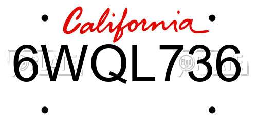 6WQL736 California License Plate