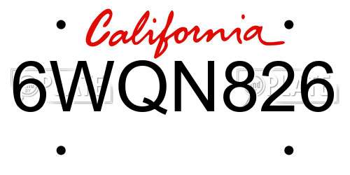 6WQN826 California License Plate