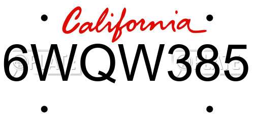 6WQW385 California License Plate