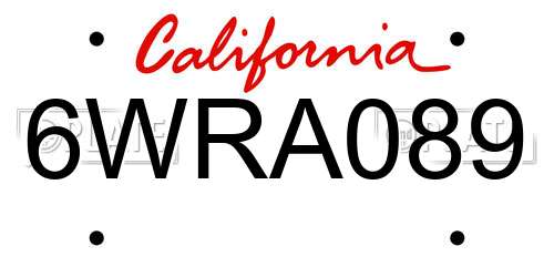 6WRA089 California License Plate