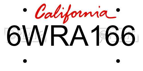 6WRA166 California License Plate
