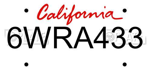 6WRA433 California License Plate