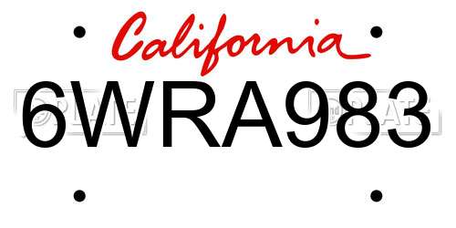 6WRA983 California License Plate