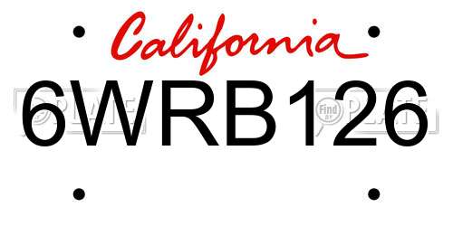 6WRB126 California License Plate