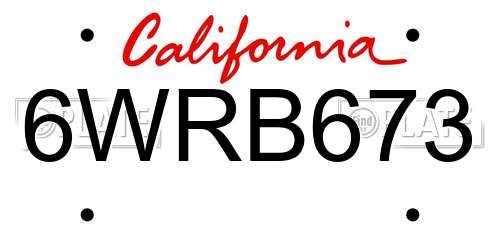 6WRB673 California License Plate