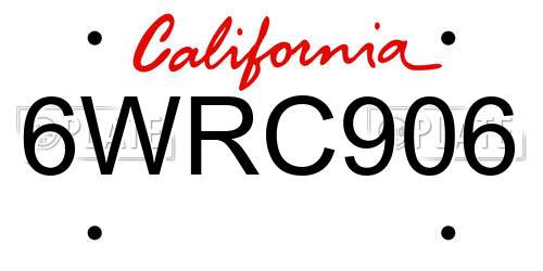 6WRC906 California License Plate
