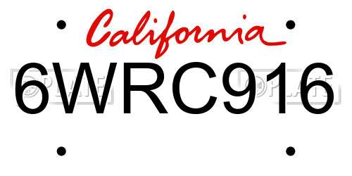 6WRC916 California License Plate