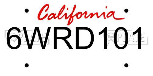 6WRD101 California License Plate