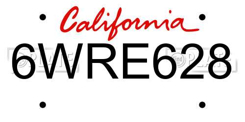 6WRE628 California License Plate