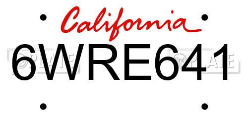 6WRE641 California License Plate