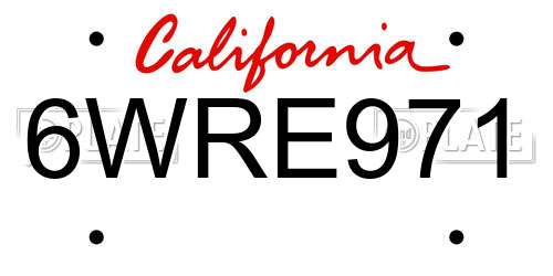 6WRE971 California License Plate