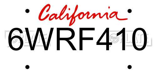 6WRF410 California License Plate