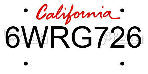 6WRG726 California License Plate
