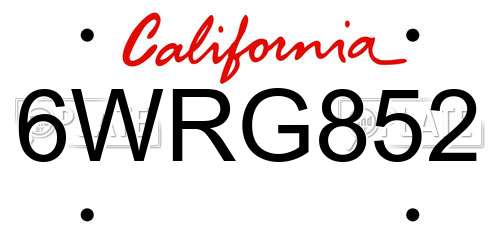 6WRG852 California License Plate