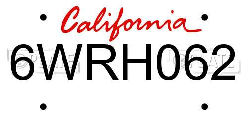 6WRH062 California License Plate