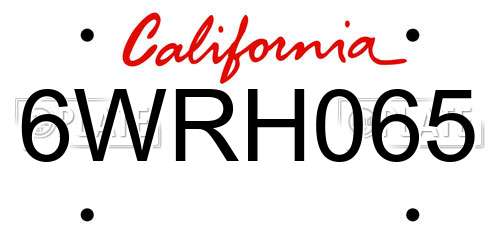 6WRH065 California License Plate