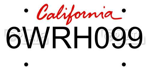 6WRH099 California License Plate