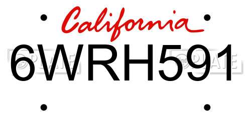 6WRH591 California License Plate