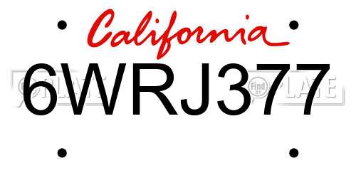 6WRJ377 California License Plate