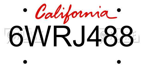 6WRJ488 California License Plate