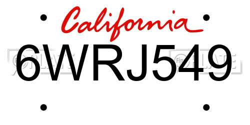 6WRJ549 California License Plate