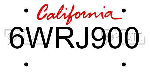 6WRJ900 California License Plate