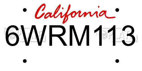 6WRM113 California License Plate