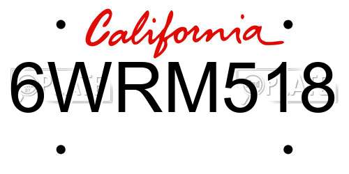 6WRM518 California License Plate