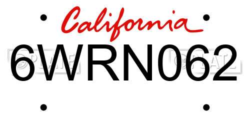 6WRN062 California License Plate