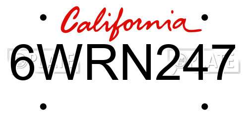 6WRN247 California License Plate