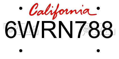 6WRN788 California License Plate