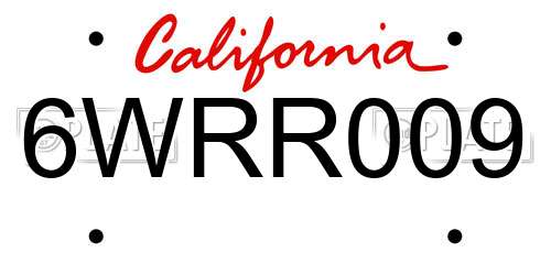 6WRR009 California License Plate