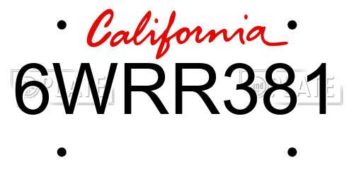 6WRR381 California License Plate