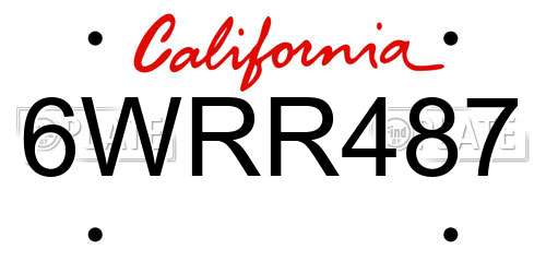 6WRR487 California License Plate