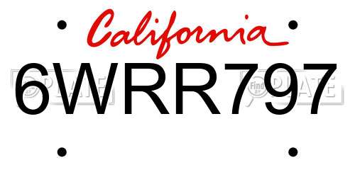 6WRR797 California License Plate