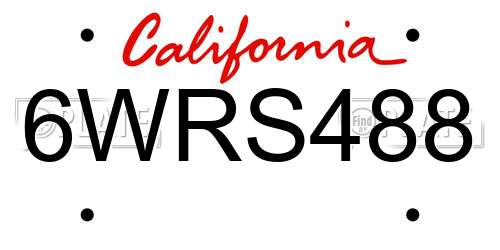 6WRS488 California License Plate