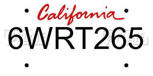 6WRT265 California License Plate