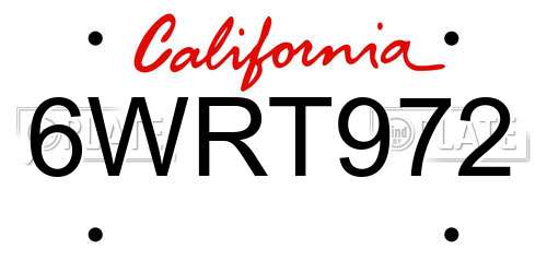 6WRT972 California License Plate