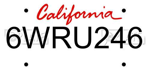 6WRU246 California License Plate